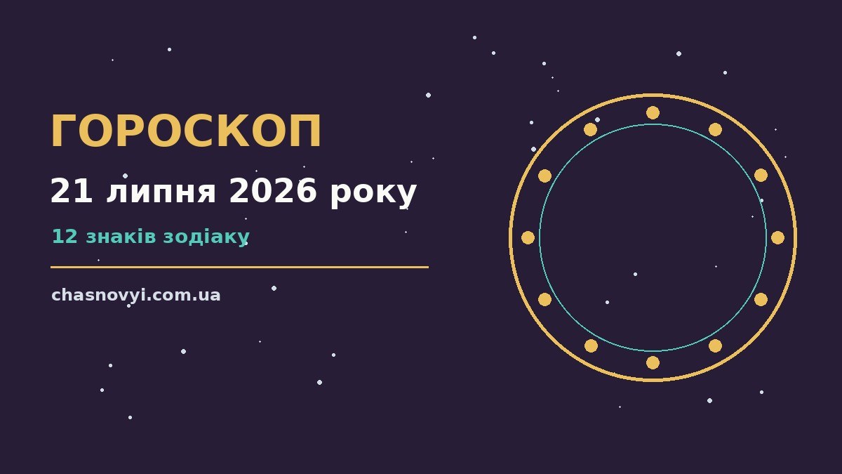 Щоденний гороскоп на 21 липня 2026 року, ілюстрація із зодіакальними символами