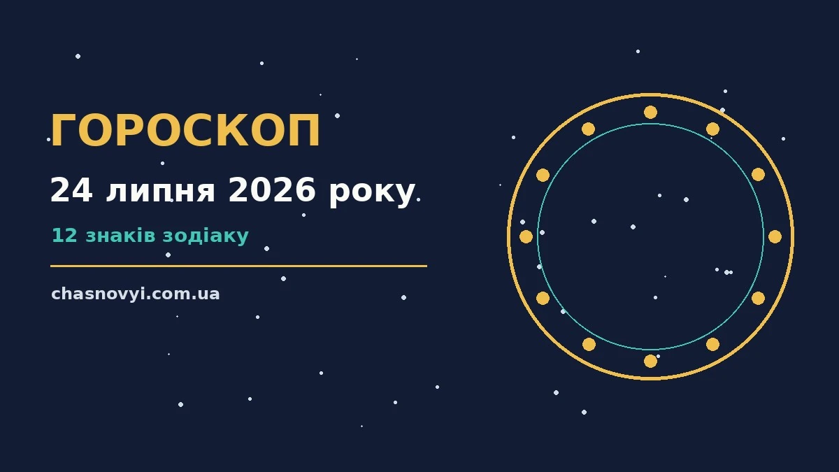 Зоряний гороскоп на 24 липня 2026 року: нотатник, чашка кави та символи знаків Зодіаку на тлі ранкового неба