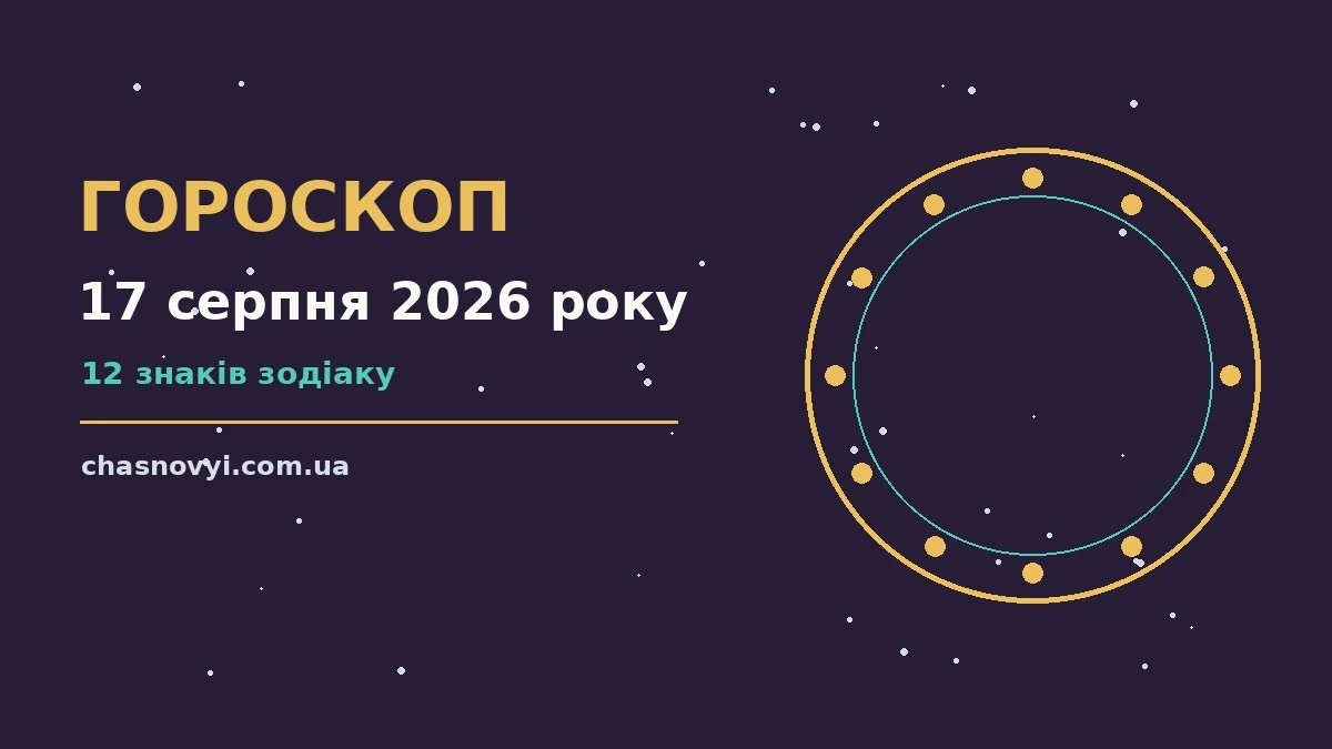 Зодіакальний календар на 17 серпня 2026 року з символами дванадцяти знаків та блокнотом для планування